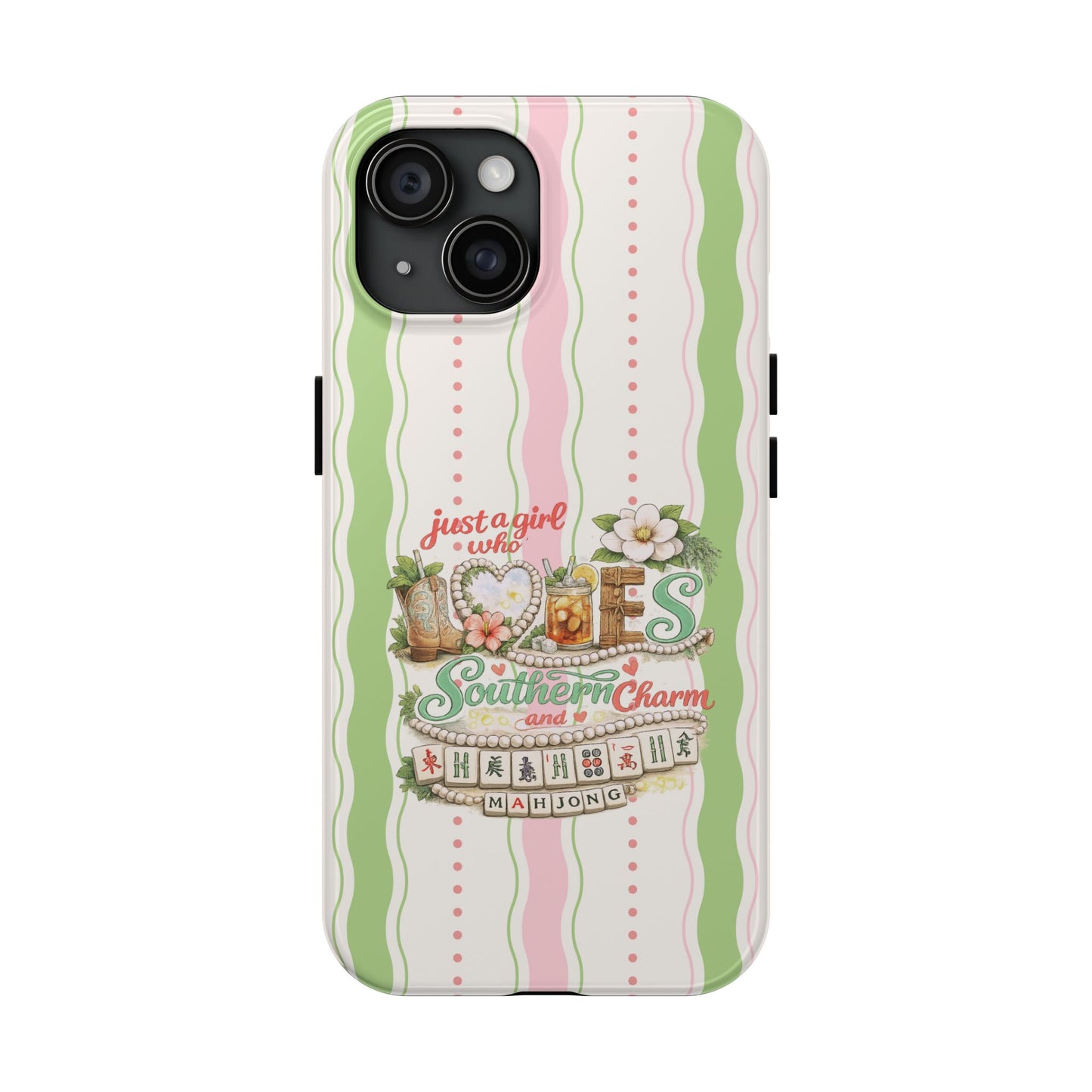 Just a Girl, Who Loves Southern Charm and Mahjong Preppy Pastel Phone Cases - Splash of Color Co.