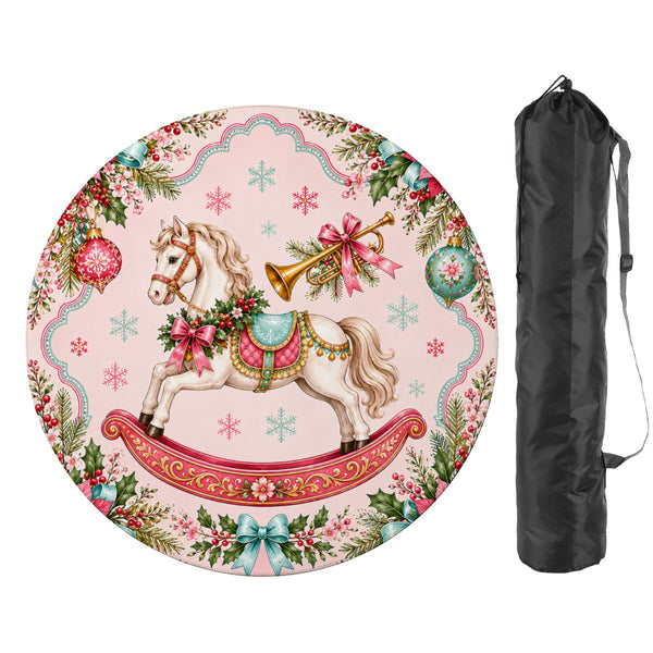 Magical Christmas Rocking Horse Round Mahjong Mat