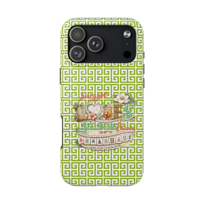 Mahjong Floral Pattern Just A Girl Who Loves Southern Charm and Mahjong Phone Case | Green Geometric Background - Splash of Color Co.