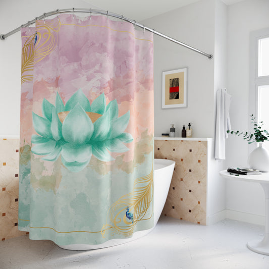 Lotus Bloom Shower Curtain, Serene Bathroom Decor, Eco-Friendly Home, Zen Oasis, Floral Design, Gift for Nature Lovers