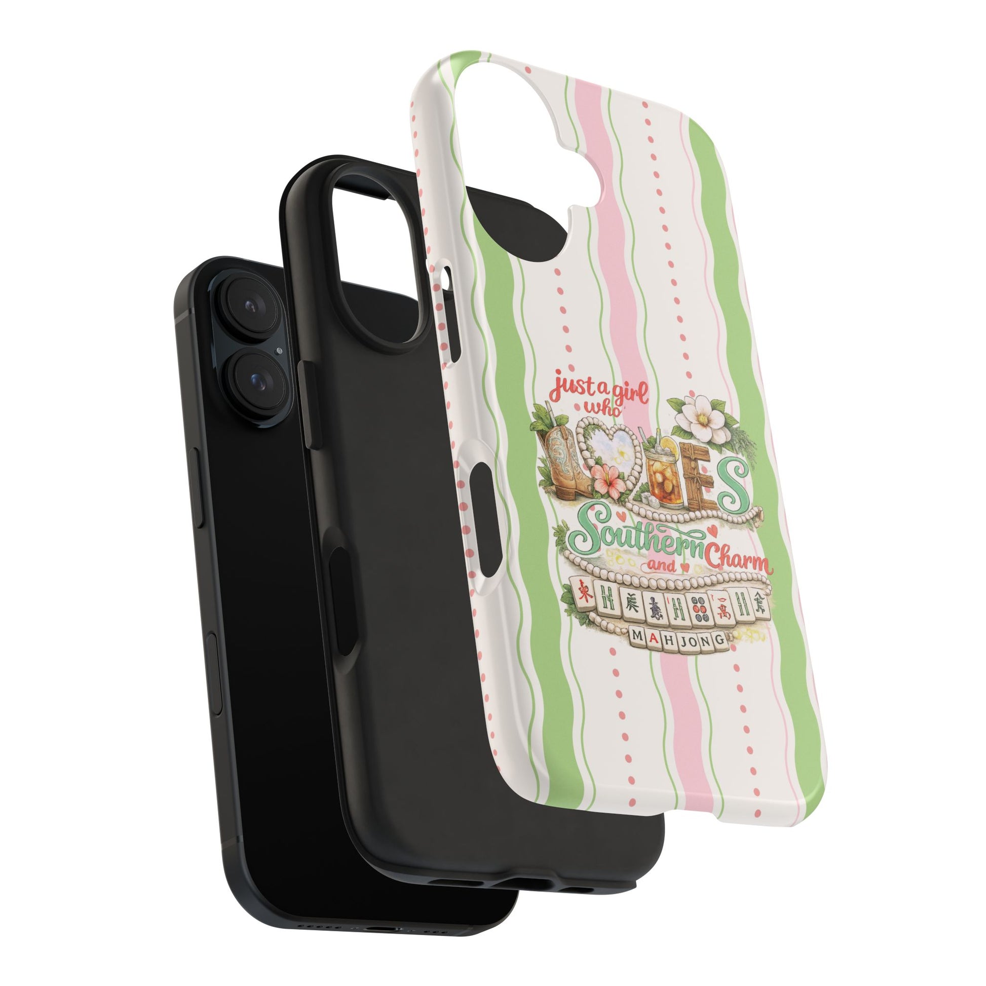 Just a Girl, Who Loves Southern Charm and Mahjong Preppy Pastel Phone Cases - Splash of Color Co.