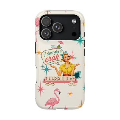 Funny Mahjong Tropical Flamingo Phone Case — “I Don’t Give a Crak” Magnetic Impact-Resistant Case