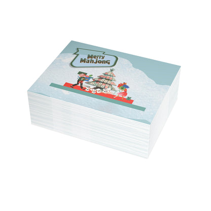 Festive Merry Mahjong Postcard Christmas Card Bundle | Holiday Greetings for Players | Fun Gift for Friends & Family, Mahjong Enthusiasts, Christmas