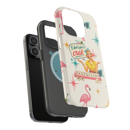 Funny Mahjong Tropical Flamingo Phone Case — “I Don’t Give a Crak” Magnetic Impact-Resistant Case