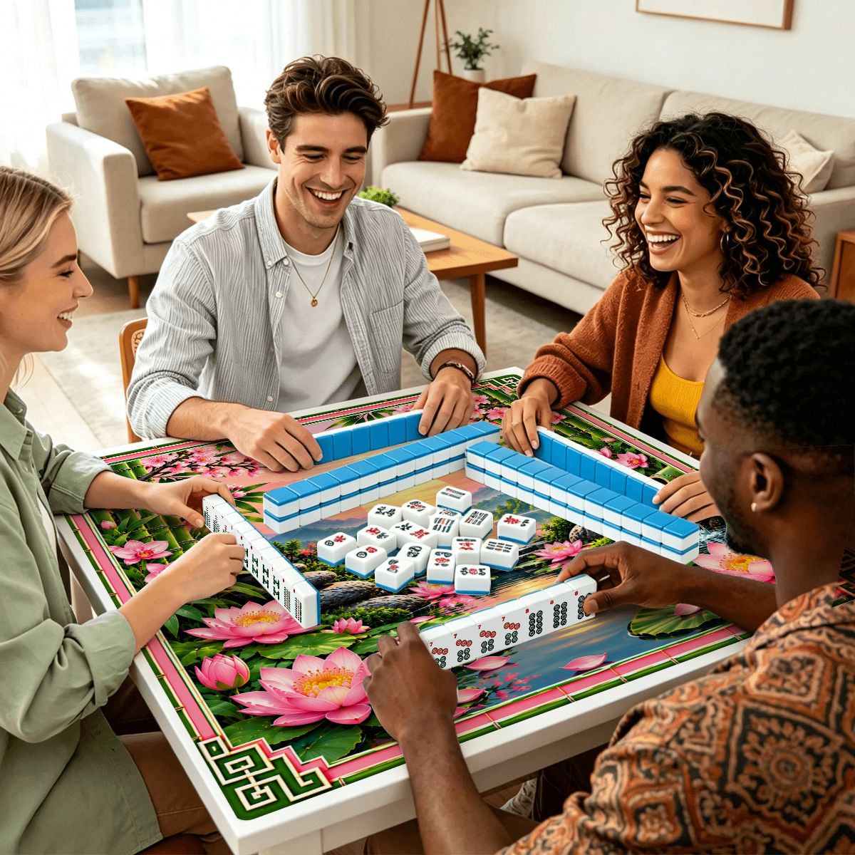 Peace And Tranquility Mahjong Mat Sleek Surface - Splash Of Mahj And Color Co.