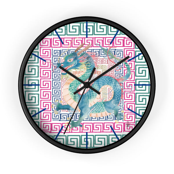 Dragon Motif Wall Clock — Colorful Asian - Inspired Geometric Design - Splash of Color Co.
