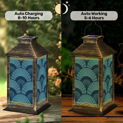Art Deco Blue Solar Lantern - Splash of Color Co.