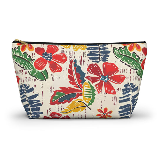 Mahjong Tile Tote Bag, Heritage Flower Tropical Preppy Accessory Pouch