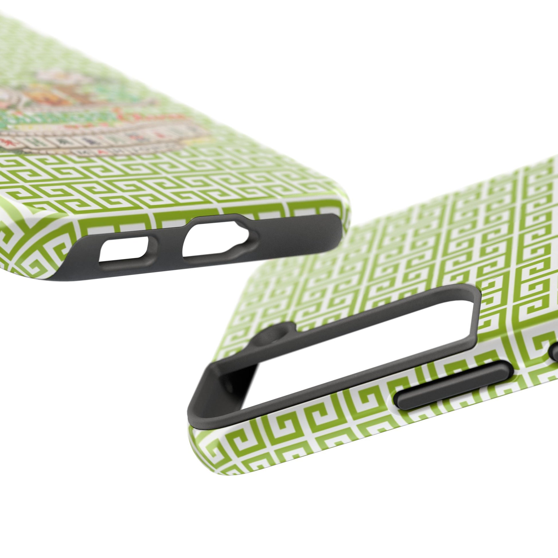 Mahjong Floral Pattern Just A Girl Who Loves Southern Charm and Mahjong Phone Case | Green Geometric Background - Splash of Color Co.