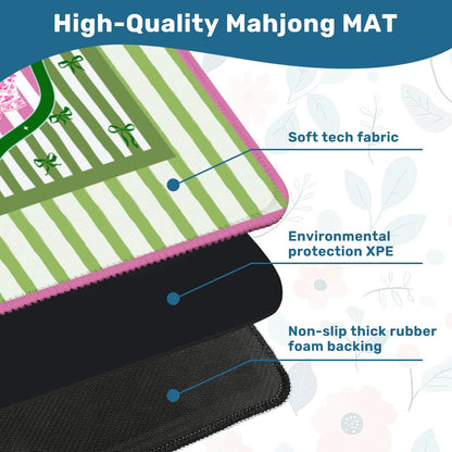 Preppy Staffordshire Chinoiserie Green And Pink Mahjong Mat - Splash of Color Co.