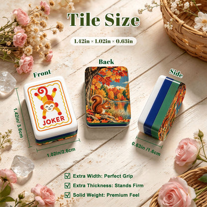 Nutty by Nature Modern Folk American Mahjong Tiles  4 Layer  And Carry Case