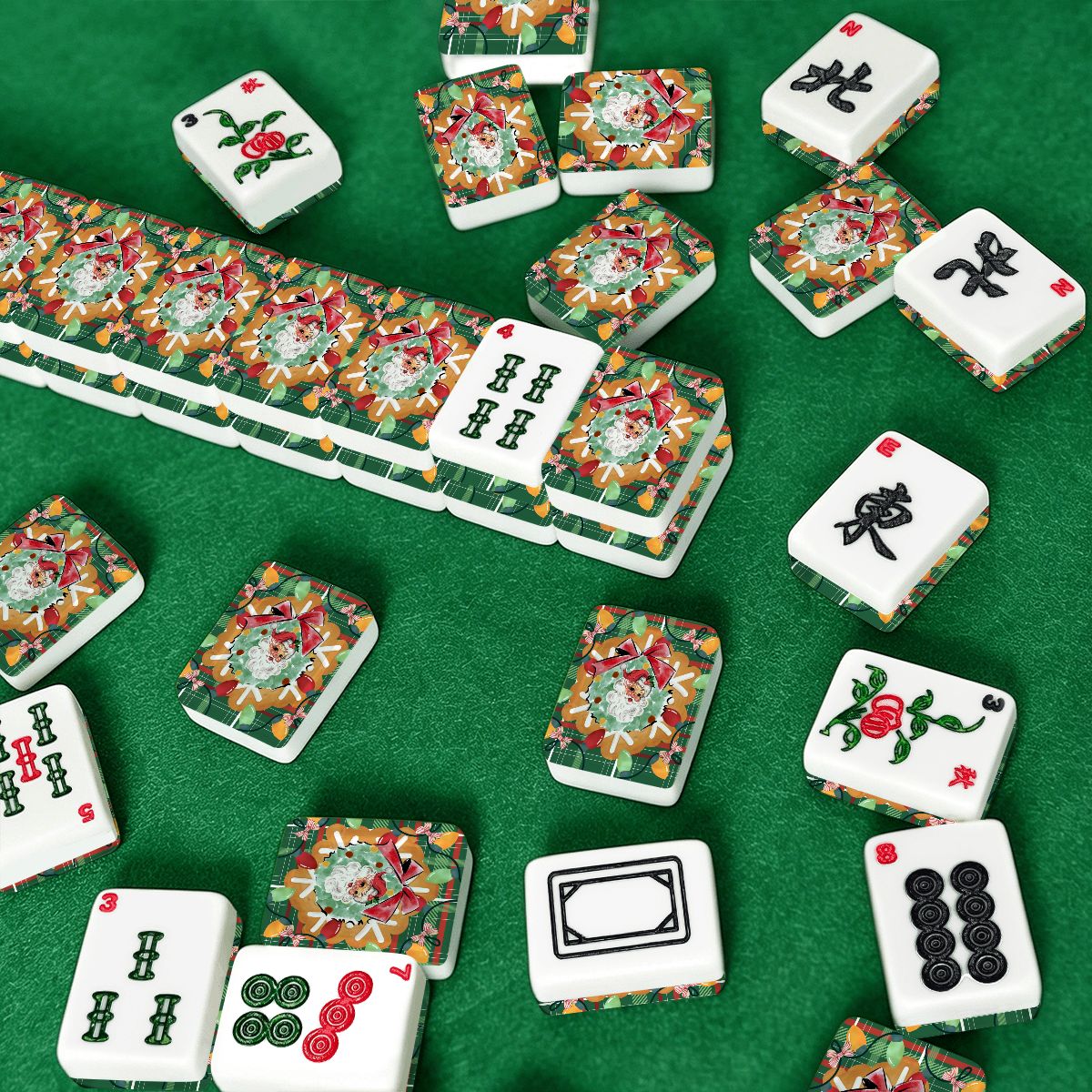 Jolly Nostalgic Santa Christmas American Mahjong Tiles And Carry Case Tote - Splash of Color Co.