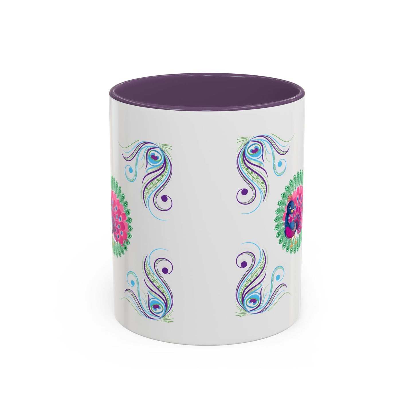 Preppy Peacock Whimsical Pink Green, Purple Coffee Mug - Splash of Color Co.