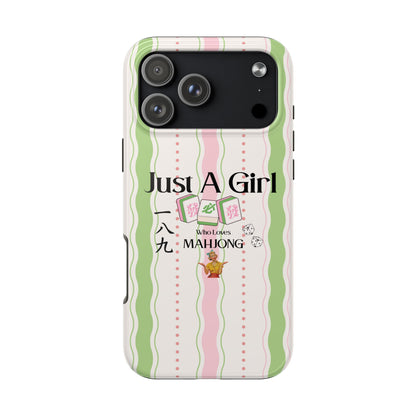 Just A Girl Who Loves Mahjong Phone Case | Mahjong Tiles Pattern - Splash of Color Co.