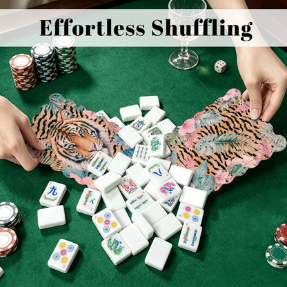 Welcome To The Jungle Boho Designed Scalloped Mahjong Shuffler Cards  Set of 4
