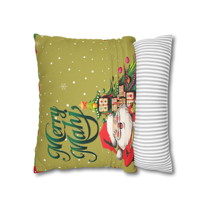 Merry Mahj Mahjong Christmas Festive Pillowcase, Whimsical Holiday Accent Pillowcase