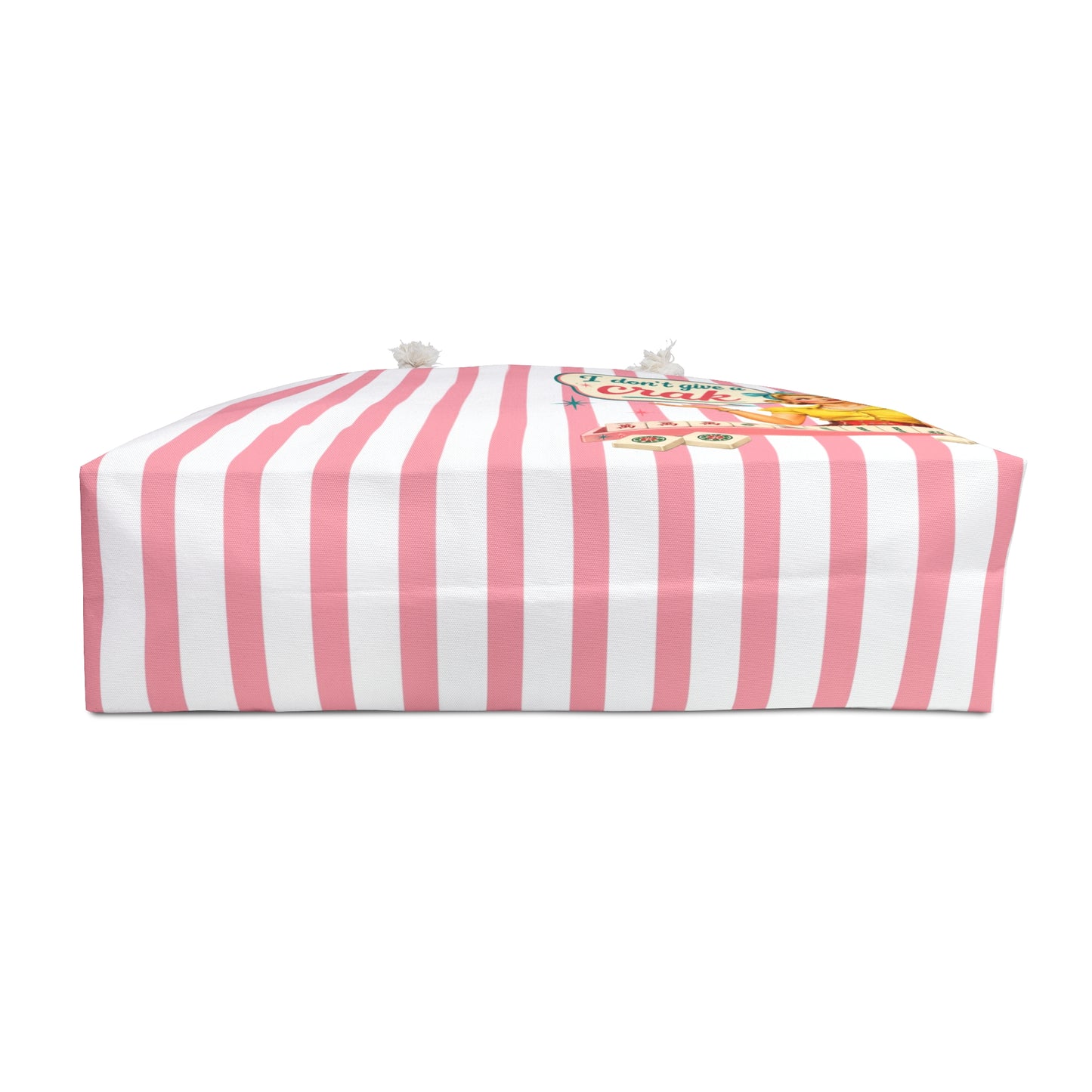 Pink Preppy Striped Mahjong Weekender Bag – "I Don't Give a Crak" Travel Tote