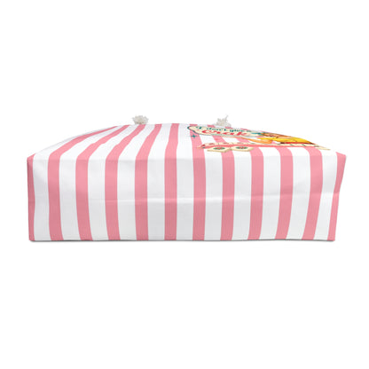 Pink Preppy Striped Mahjong Weekender Bag – "I Don't Give a Crak" Travel Tote