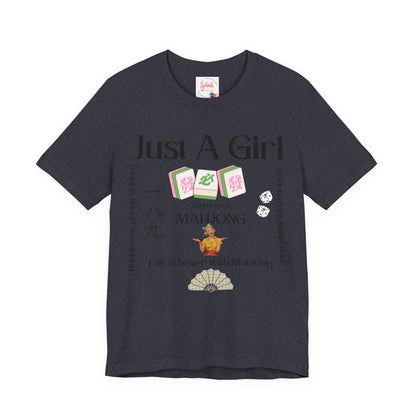 Just A Girl Who Loves Mahjong T-Shirt | Mahjong Tiles, Fan Graphic - Splash of Color Co.