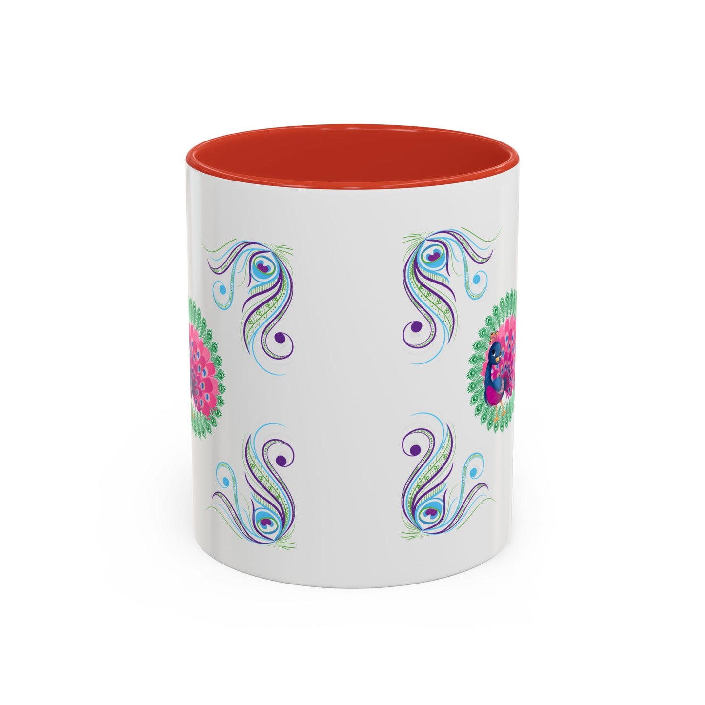 Preppy Peacock Whimsical Pink Green, Purple Coffee Mug - Splash of Color Co.