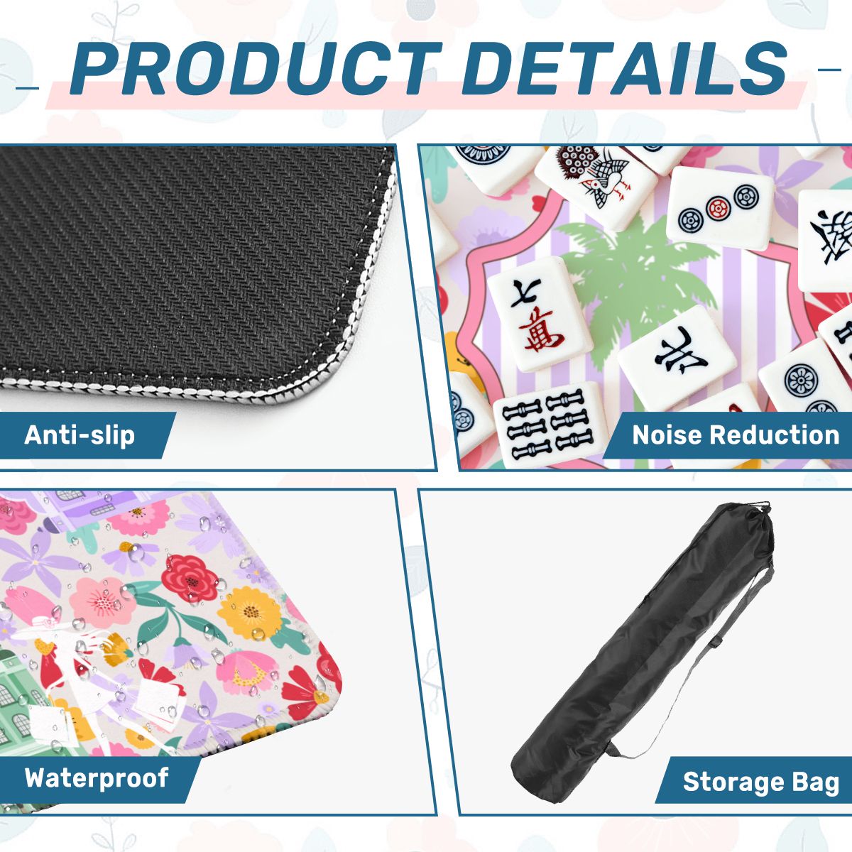 Charleston South Carolina Mahjong Floral Preppy Mahjong Mat - Splash of Color Co.