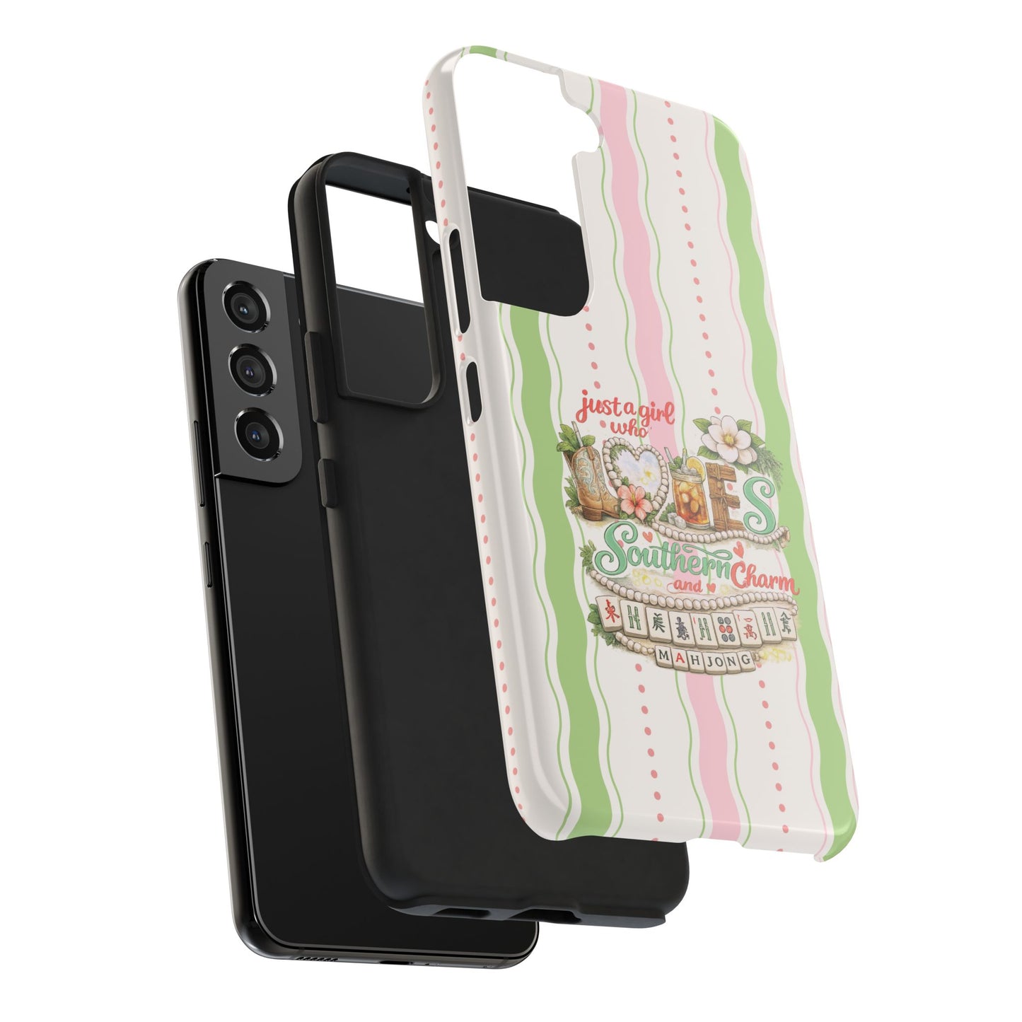 Just a Girl, Who Loves Southern Charm and Mahjong Preppy Pastel Phone Cases - Splash of Color Co.