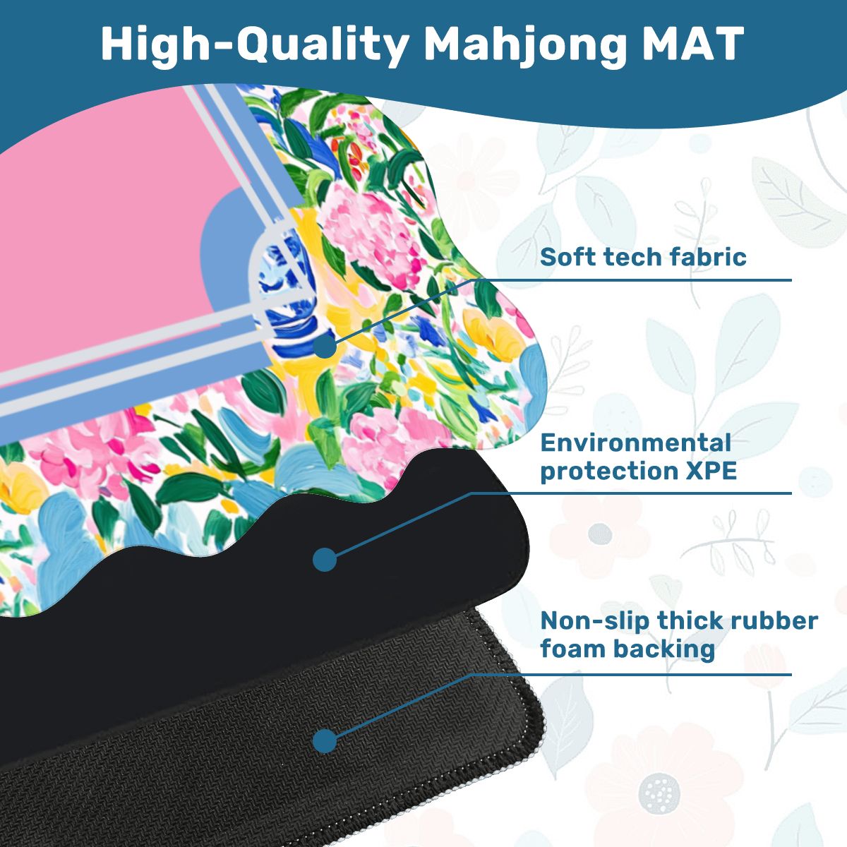 Floral Chinoiserie Preppy Pastel Scalloped Mahjong Mat - Splash of Color Co.