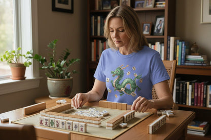Mahjong Dragon T-Shirt — Vintage Green Dragon Mahjong Tiles Tee - Splash of Color Co.
