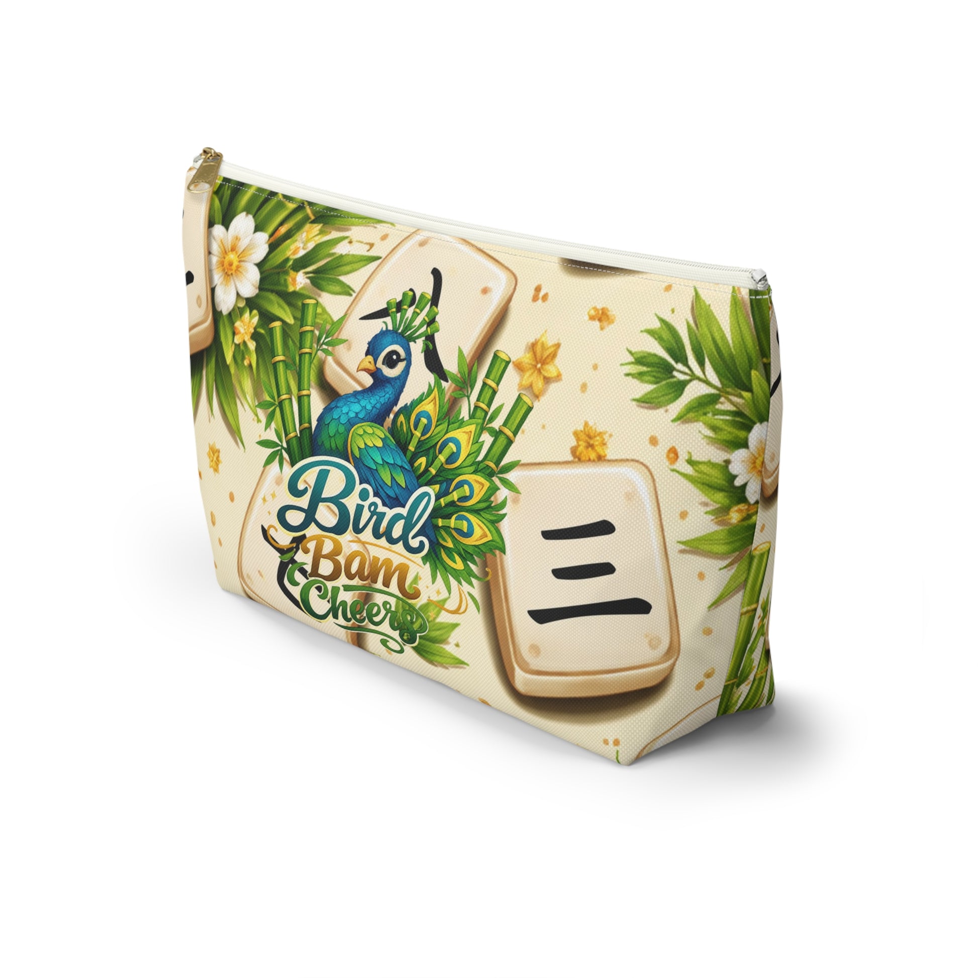 Bird Bam Cheers Peacock Mahjong Tile Accessory Pouch - Splash of Color Co.