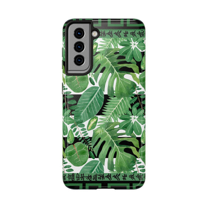 Tropical Mahjong Phone Case Tough Phone Case, Monstera Boho Style