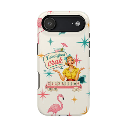 Funny Mahjong Tropical Flamingo Phone Case — “I Don’t Give a Crak” Magnetic Impact-Resistant Case