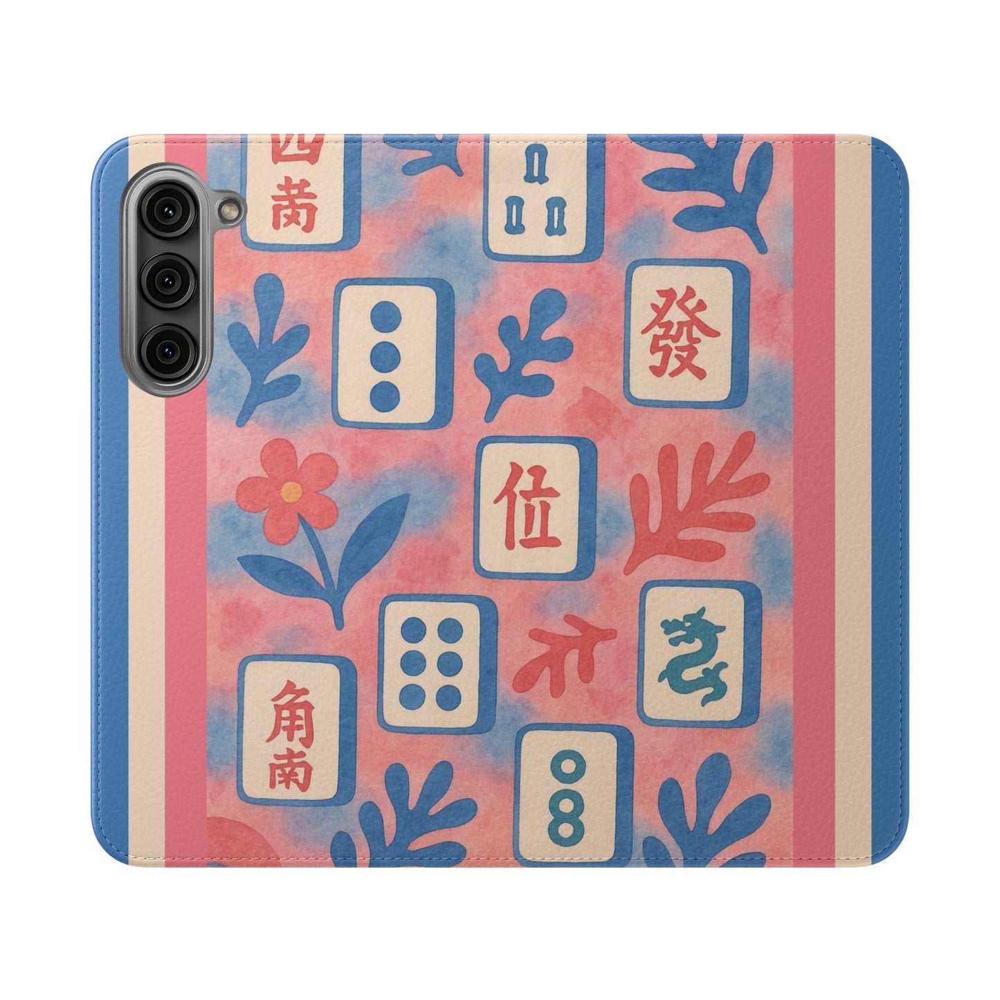 Mahjong Watercolor Artistic Flip Case for Phones, Stylish Wallet Cover, Trendy Phone Accessory, Ideal Gift for Friends, Protective Phone Sleeve
