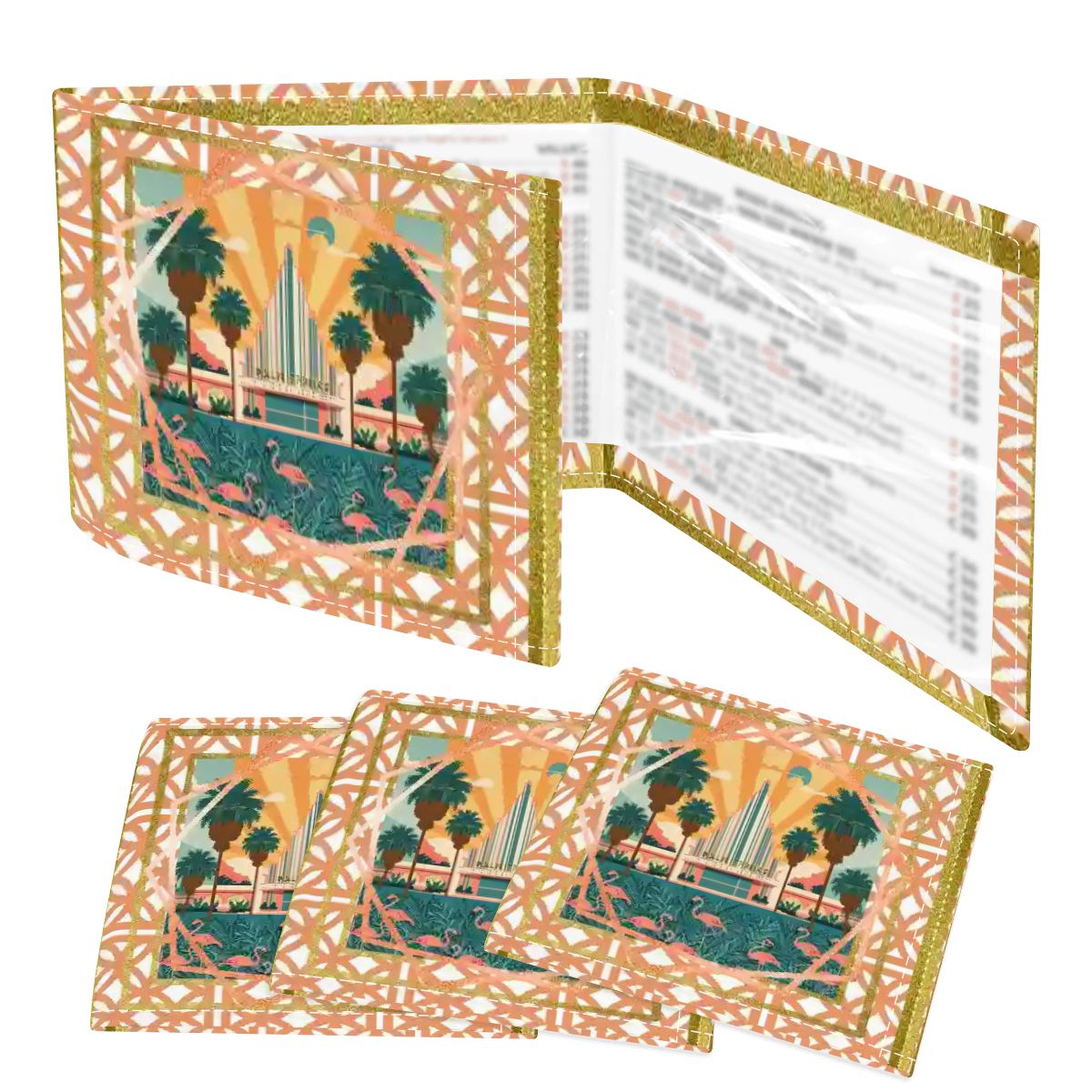 Art Deco Citrus Palm Springs Playfield 4 Mahjong Card Holder with Line Finder - Splash of Color Co.