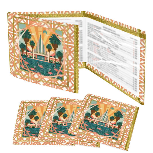 Art Deco Citrus Palm Springs Playfield 4 Mahjong Card Holder with Line Finder - Splash of Color Co.