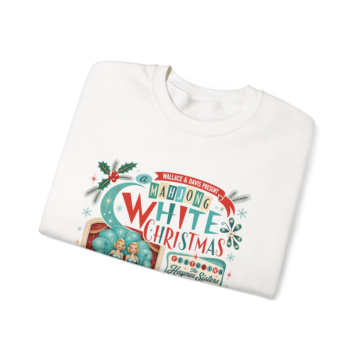 White Christmas Crewneck Vintage Holiday Mahjong Lover Sweatshirt