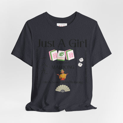 Just A Girl Who Loves Mahjong T-Shirt | Mahjong Tiles, Fan Graphic - Splash of Color Co.