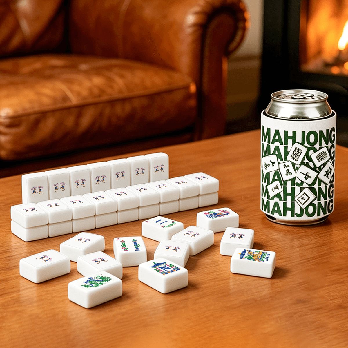 Monkey Paradise Mahjong Tiles Set (Traditional Porcelain Style) (Single Layer)