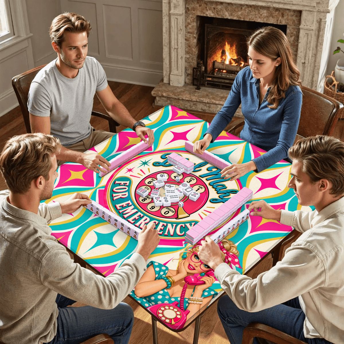 Funny Nostalgic Rotary Dial Mahj For Emergency Mahjong Mat