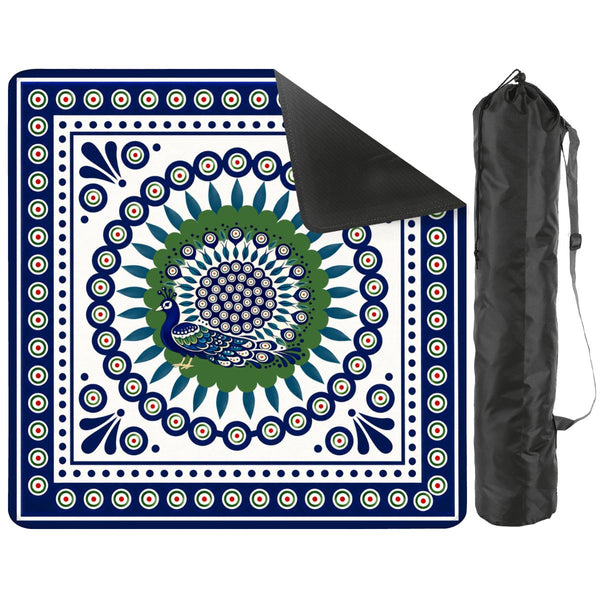 Porcelain Peacock Eye Pottery Inspired Mahjong Mat - Splash Of Mahj And Color Co.