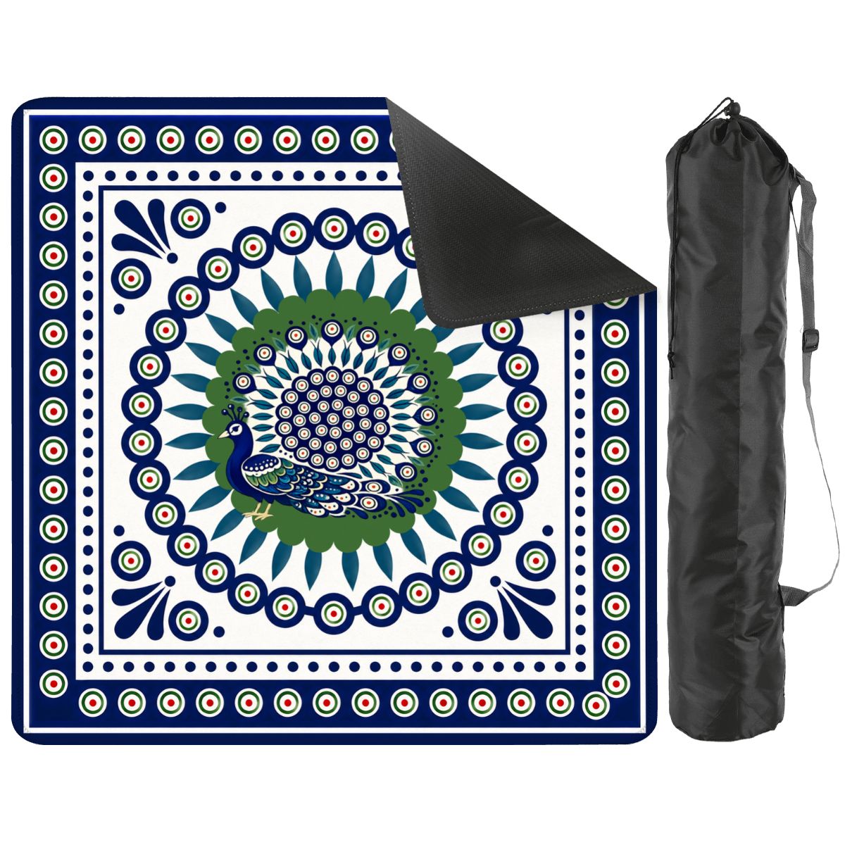 Porcelain Peacock Eye Pottery Inspired Mahjong Mat - Splash Of Mahj And Color Co.