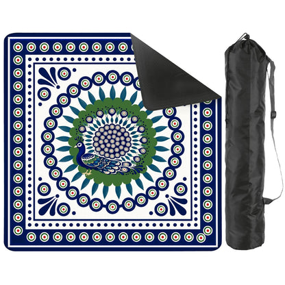 Porcelain Peacock Eye Pottery Inspired Mahjong Mat - Splash Of Mahj And Color Co.