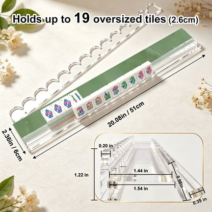 Jade Green Extended Mahjong Rack Set of 4 Scalloped Magnetic Tile Pusher 20' - Splash Of Mahj And Color Co.