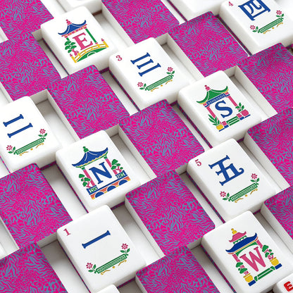 Hot Fuchsia American Mahjong Pastel Chinoiserie Tiles