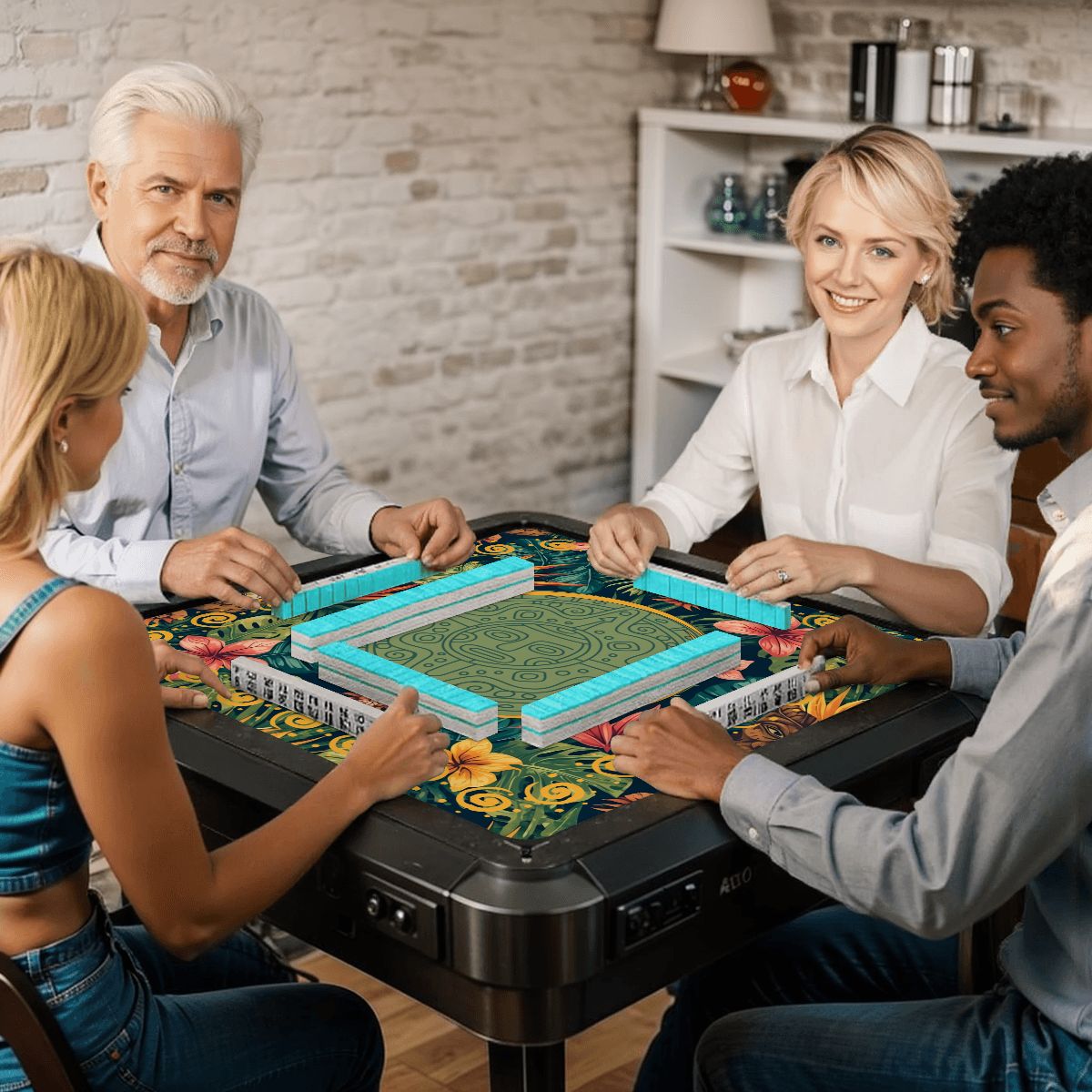 Tiki Time Infusion Tropical Mahjong Mat - Splash of Color Co.