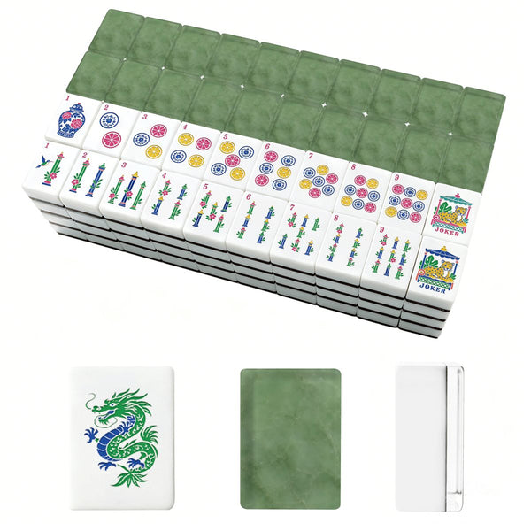 Green Jadeite American Mahjong Pastel Chinoiserie Tiles And Carry Case