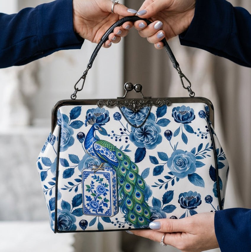 Proud As A Peacock Mahjong Chinoiserie Kisslock Bag - Splash Of Mahj And Color Co.