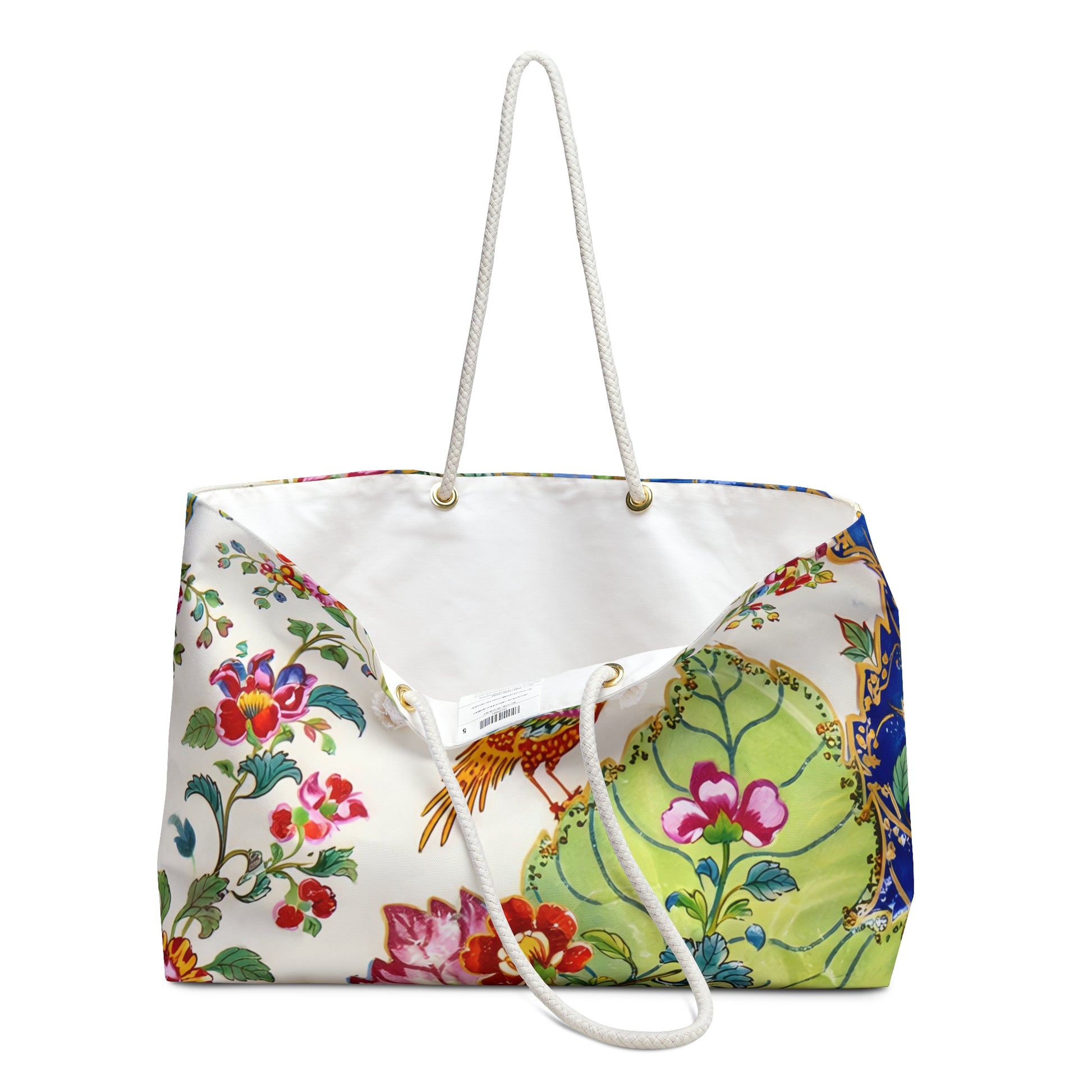 Tobacco Leaf Chinoiserie Floral Bird Weekender Bag Vintage Garden Travel Tote - Splash of Color Co.