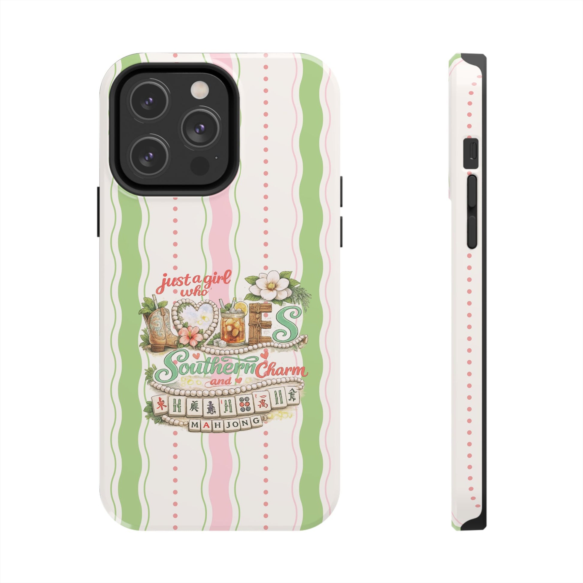 Just a Girl, Who Loves Southern Charm and Mahjong Preppy Pastel Phone Cases - Splash of Color Co.