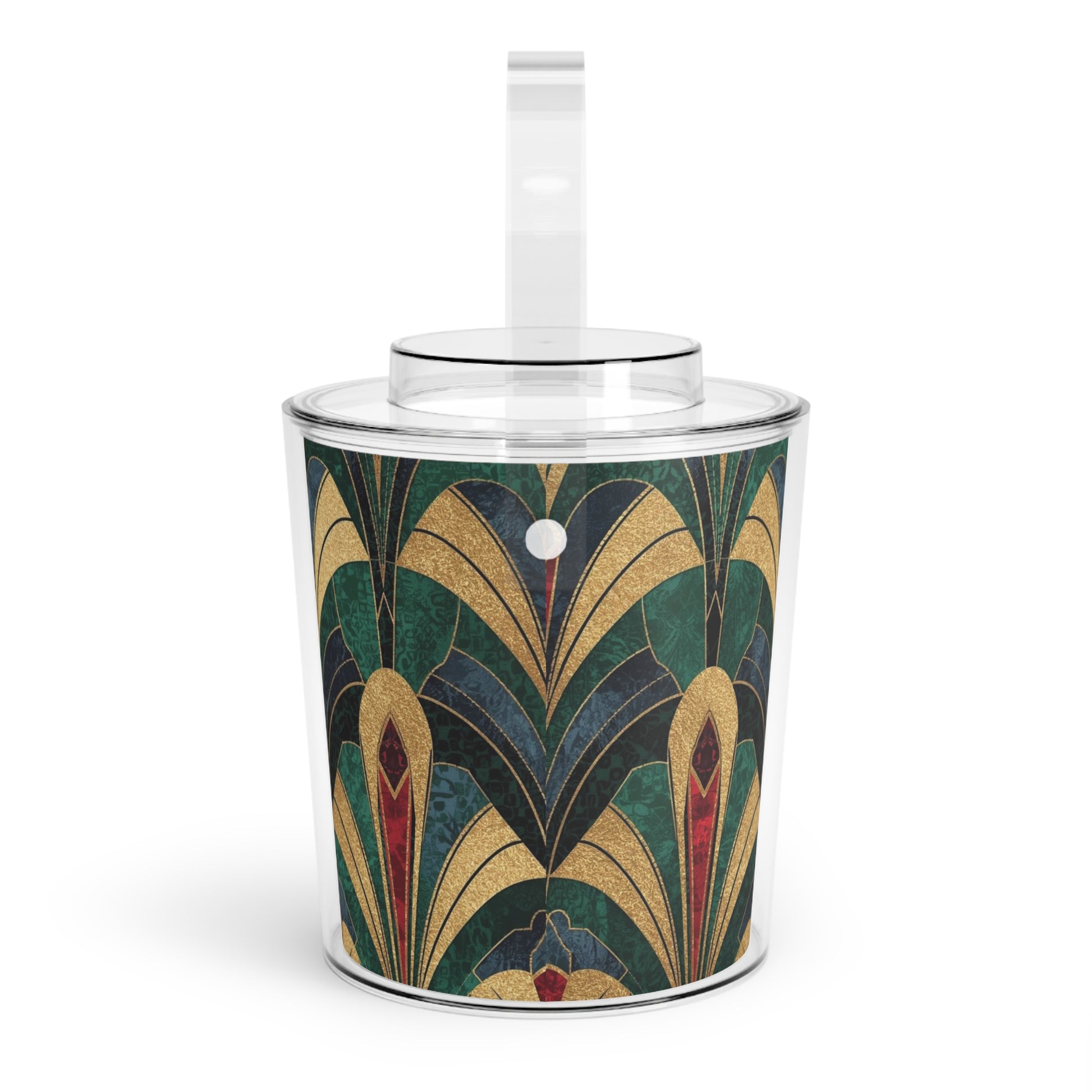 Art Deco Ice Bucket with Tongs — Vintage Geometric Bar Cooler - Splash of Color Co.