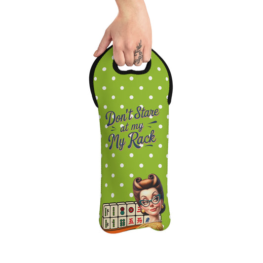 Funny Mahjong Wine Tote Bag - Don't Stare at My Rack, Wine Accessories, Gift for Her